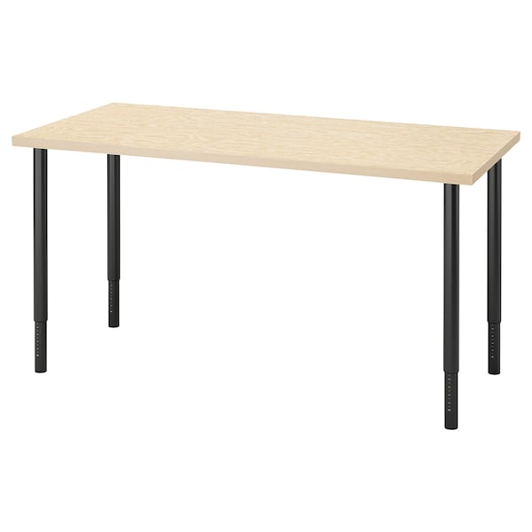 IKEA MITTCIRKEL / OLOV desk, 55 1/8x23 5/8 in Lively Pine Effect / Black, Ikea Ireland | 3918DFGQR