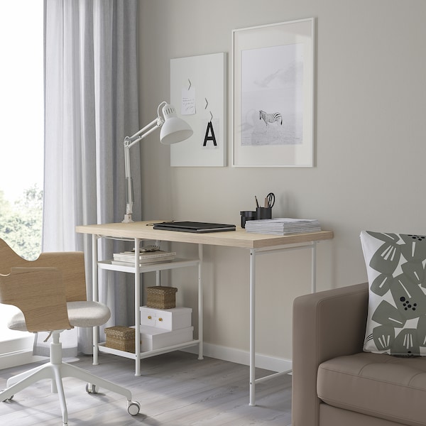 IKEA MITTCIRKEL / SPÄND desk, 47 1/4x23 5/8 in Lively Pine Effect / White, Ikea Ireland | 2497CZGWK