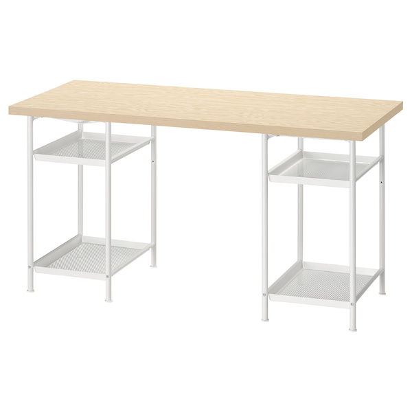 IKEA MITTCIRKEL / SPÄND desk, 55 1/8x23 5/8 in Lively Pine Effect / White, Ikea Ireland | 2891JQNBM