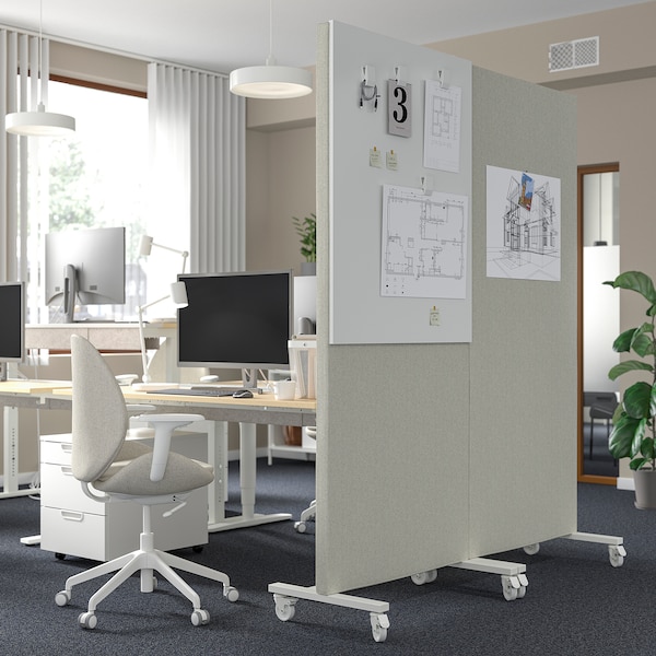 IKEA MITTZON acoustic screen f frame w castors, Gunnared beige, 33 1/2x76x19 5/8 in, Ikea Ireland | 6412KGMHB