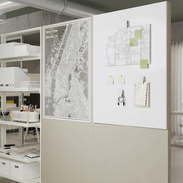 IKEA MITTZON acoustic screen f frame w castors, Gunnared beige, 33 1/2x76x19 5/8 in, Ikea Ireland | 6412KGMHB