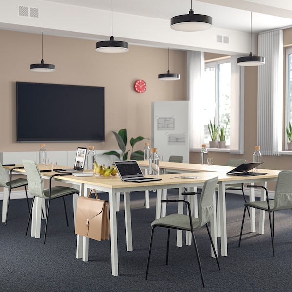 IKEA MITTZON conference table, 47 1/4x26 3/4x29 1/2 in Birch Veneer / White, Ikea Ireland | 3091OTJDB