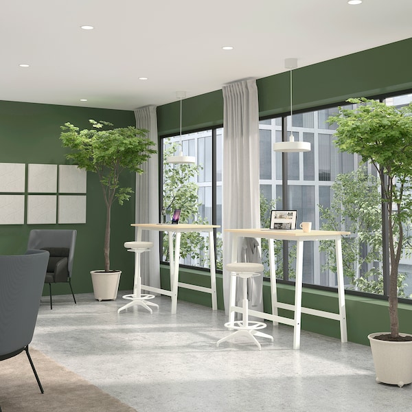 IKEA MITTZON conference table, 47 1/4x26 3/4x41 3/8 in Birch Veneer / White, Ikea Ireland | 7429YGCPS