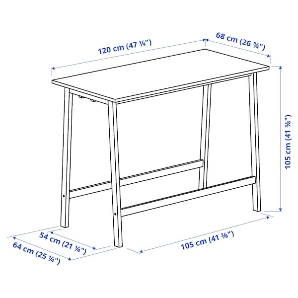 IKEA MITTZON conference table, 47 1/4x26 3/4x41 3/8 in Birch Veneer / White, Ikea Ireland | 7429YGCPS