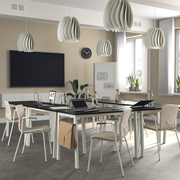 IKEA MITTZON conference table, 47 1/4x26 3/4x29 1/2 in Black Stained Ash Veneer / White, Ikea Ireland | 2196JYTUC