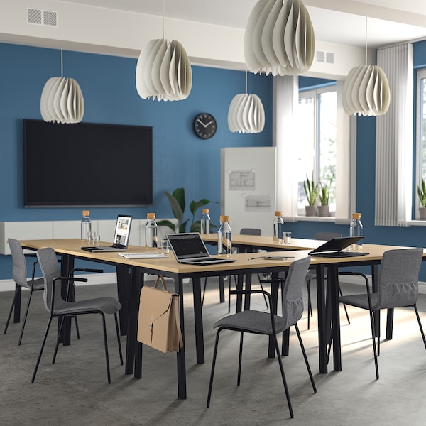 IKEA MITTZON conference table, 47 1/4x26 3/4x29 1/2 in Oak Veneer / Black, Ikea Ireland | 3572AXHPL