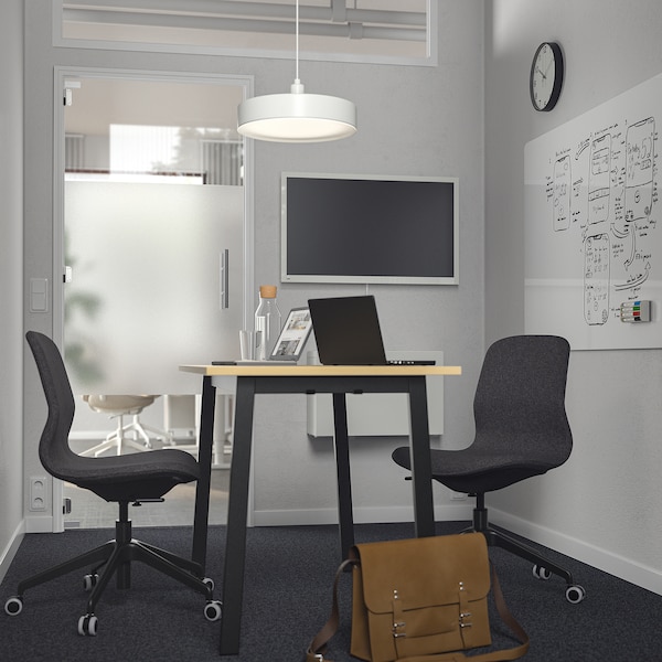 IKEA MITTZON conference table, 47 1/4x26 3/4x29 1/2 in Birch Veneer / Black, Ikea Ireland | 3896MPTOD