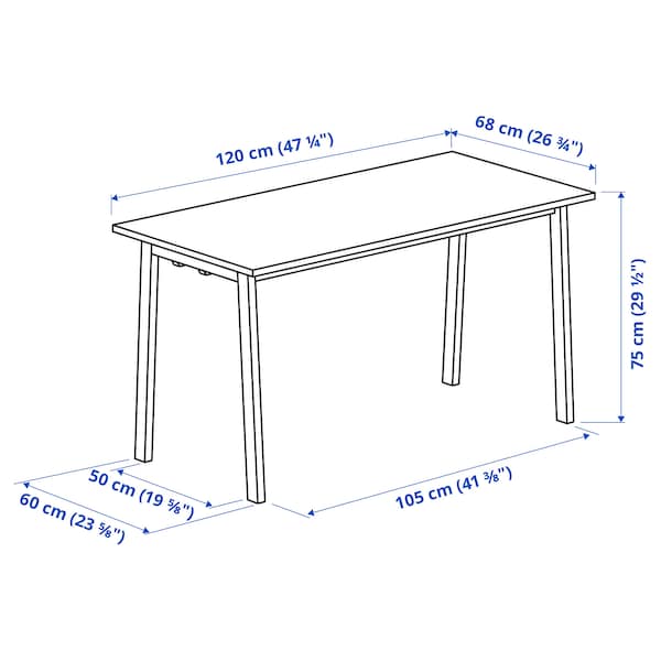 IKEA MITTZON conference table, 47 1/4x26 3/4x29 1/2 in Birch Veneer / Black, Ikea Ireland | 3896MPTOD