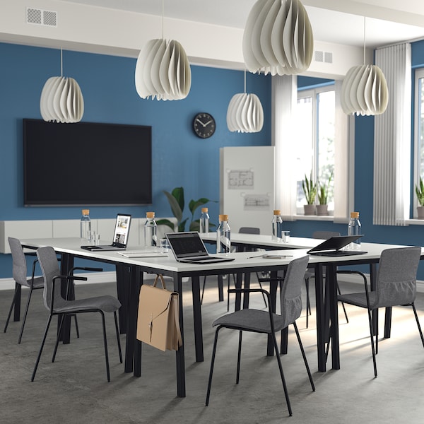 IKEA MITTZON conference table, 47 1/4x26 3/4x29 1/2 in White / Black, Ikea Ireland | 7420AMCGH