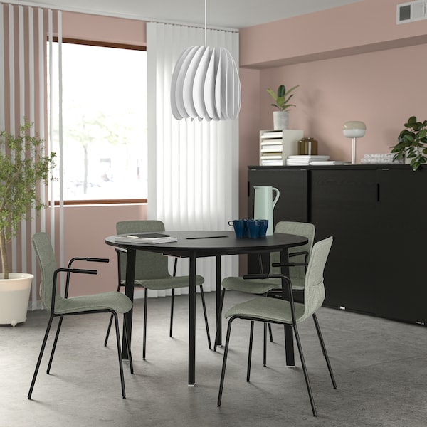 IKEA MITTZON conference table, 47 1/4x29 1/2 in Round Black Stained Ash Veneer / Black, Ikea Ireland | 3910ULEYW
