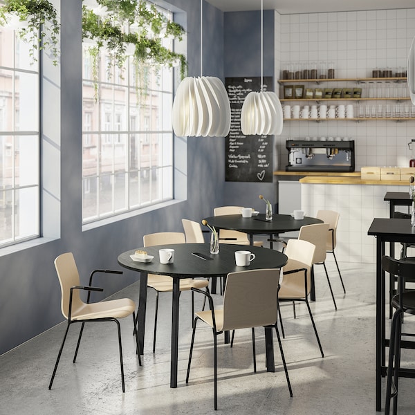 IKEA MITTZON conference table, 47 1/4x29 1/2 in Round Black Stained Ash Veneer / Black, Ikea Ireland | 3910ULEYW