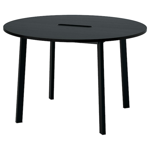 IKEA MITTZON conference table, 47 1/4x29 1/2 in Round Black Stained Ash Veneer / Black, Ikea Ireland | 3910ULEYW
