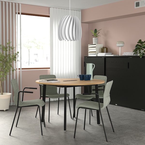 IKEA MITTZON conference table, 47 1/4x29 1/2 in Round Oak Veneer / Black, Ikea Ireland | 1364ZUWIS