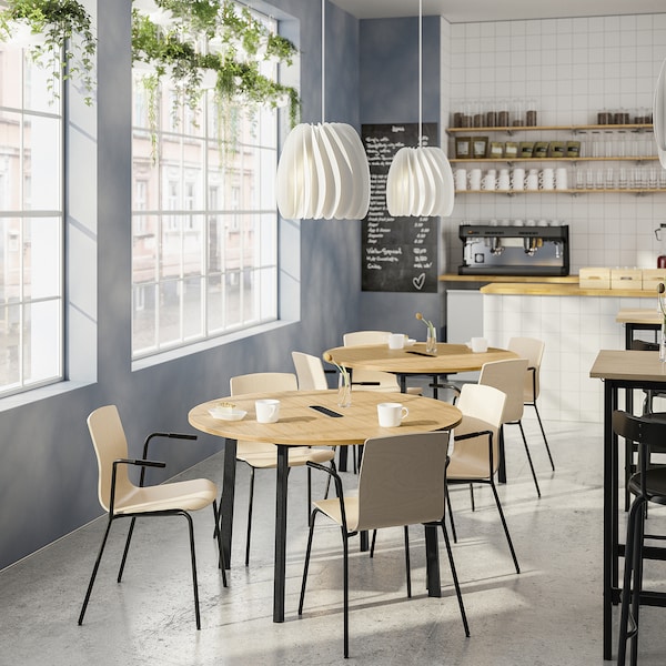 IKEA MITTZON conference table, 47 1/4x29 1/2 in Round Oak Veneer / Black, Ikea Ireland | 1364ZUWIS