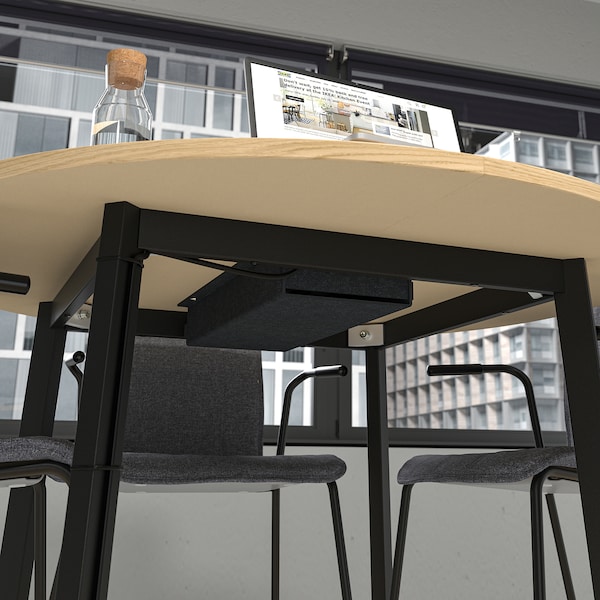 IKEA MITTZON conference table, 47 1/4x29 1/2 in Round Oak Veneer / Black, Ikea Ireland | 1364ZUWIS