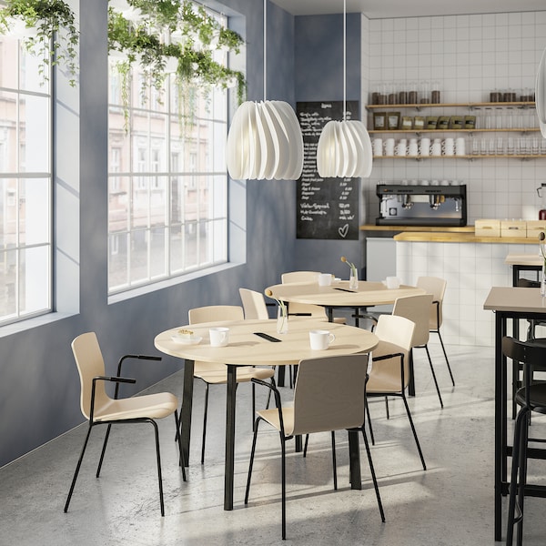 IKEA MITTZON conference table, 47 1/4x29 1/2 in Round Birch Veneer / Black, Ikea Ireland | 0451NMPHV