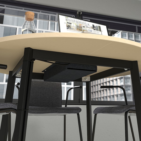 IKEA MITTZON conference table, 47 1/4x29 1/2 in Round Birch Veneer / Black, Ikea Ireland | 0451NMPHV