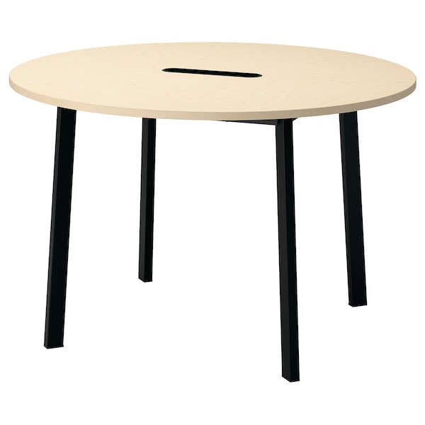 IKEA MITTZON conference table, 47 1/4x29 1/2 in Round Birch Veneer / Black, Ikea Ireland | 0451NMPHV