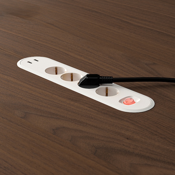 IKEA MITTZON conference table, 47 1/4x29 1/2 in Round Walnut Veneer / White, Ikea Ireland | 2468MHQIA