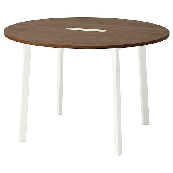 IKEA MITTZON conference table, 47 1/4x29 1/2 in Round Walnut Veneer / White, Ikea Ireland | 2468MHQIA