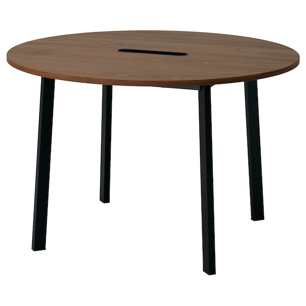 IKEA MITTZON conference table, 47 1/4x29 1/2 in Round Walnut Veneer / Black, Ikea Ireland | 0649YVRBM