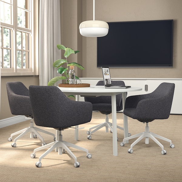 IKEA MITTZON conference table, 47 1/4x29 1/2 in Round / White, Ikea Ireland | 2380JTFDL