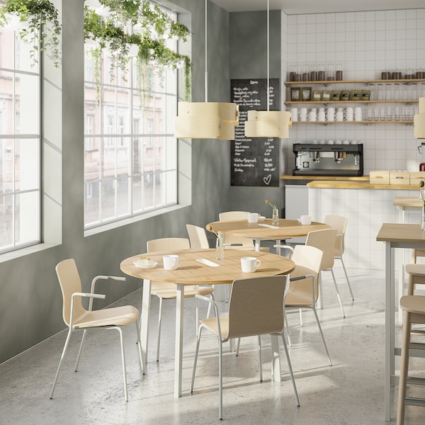 IKEA MITTZON conference table, 47 1/4x29 1/2 in Round Oak Veneer / White, Ikea Ireland | 8103KZRAS