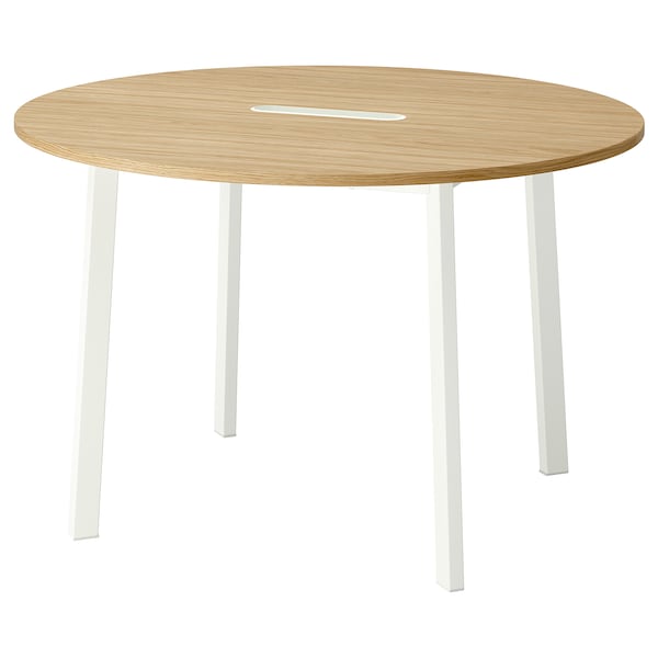 IKEA MITTZON conference table, 47 1/4x29 1/2 in Round Oak Veneer / White, Ikea Ireland | 8103KZRAS