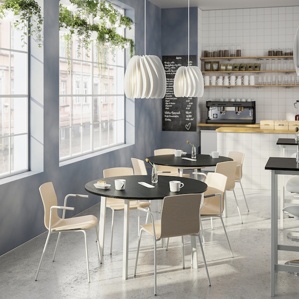 IKEA MITTZON conference table, 47 1/4x29 1/2 in Round Black Stained Ash Veneer / White, Ikea Ireland | 1756PRIJK