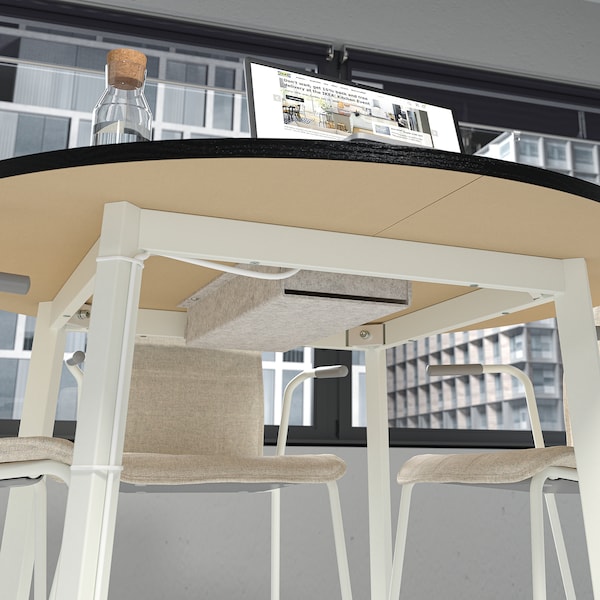 IKEA MITTZON conference table, 47 1/4x29 1/2 in Round Black Stained Ash Veneer / White, Ikea Ireland | 1756PRIJK