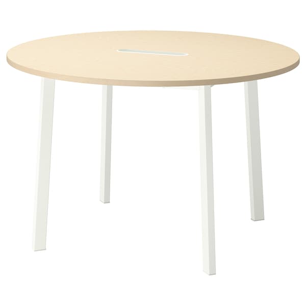 IKEA MITTZON conference table, 47 1/4x29 1/2 in Round Birch Veneer / White, Ikea Ireland | 4210SYKNV