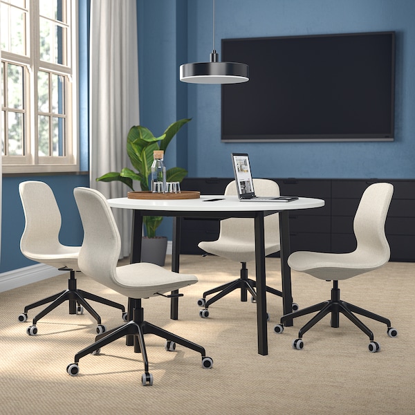IKEA MITTZON conference table, 47 1/4x29 1/2 in Round White / Black, Ikea Ireland | 7561TDHUO