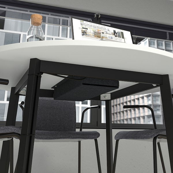 IKEA MITTZON conference table, 47 1/4x29 1/2 in Round White / Black, Ikea Ireland | 7561TDHUO