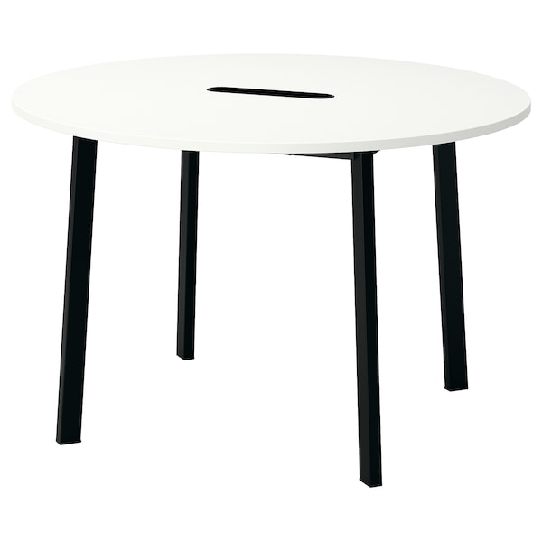 IKEA MITTZON conference table, 47 1/4x29 1/2 in Round White / Black, Ikea Ireland | 7561TDHUO