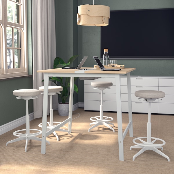 IKEA MITTZON conference table, 47 1/4x42 1/2x41 3/8 in Birch Veneer / White, Ikea Ireland | 4063JBYUE