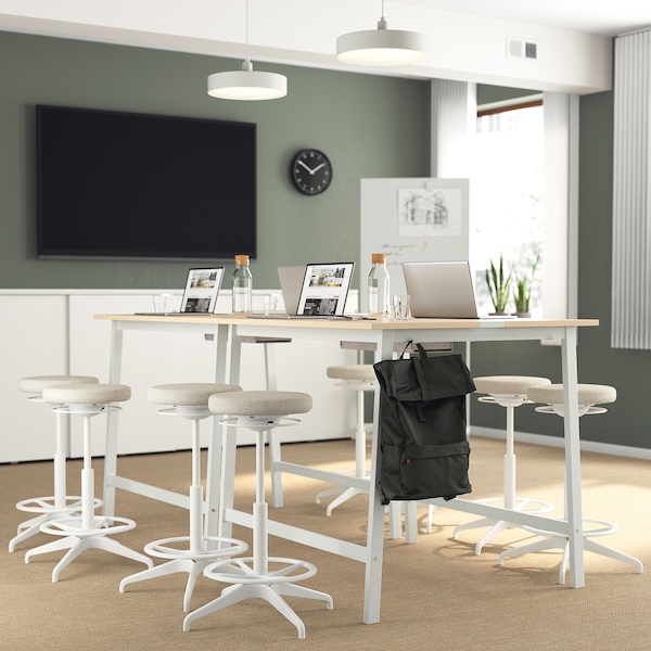 IKEA MITTZON conference table, 47 1/4x42 1/2x41 3/8 in Birch Veneer / White, Ikea Ireland | 4063JBYUE