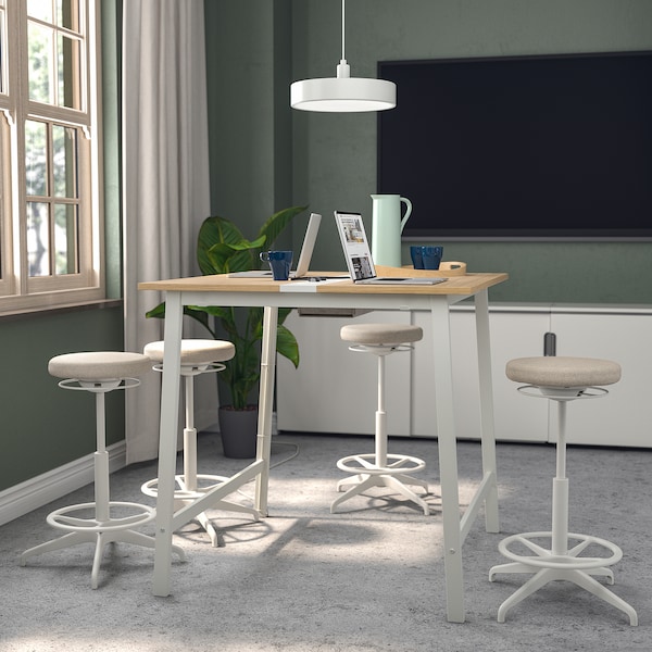 IKEA MITTZON conference table, 47 1/4x42 1/2x41 3/8 in Oak Veneer / White, Ikea Ireland | 9401WGFNT