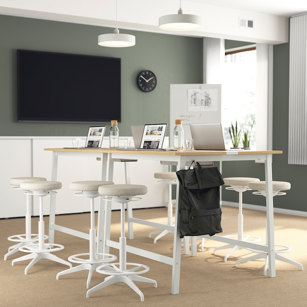 IKEA MITTZON conference table, 47 1/4x42 1/2x41 3/8 in Oak Veneer / White, Ikea Ireland | 9401WGFNT