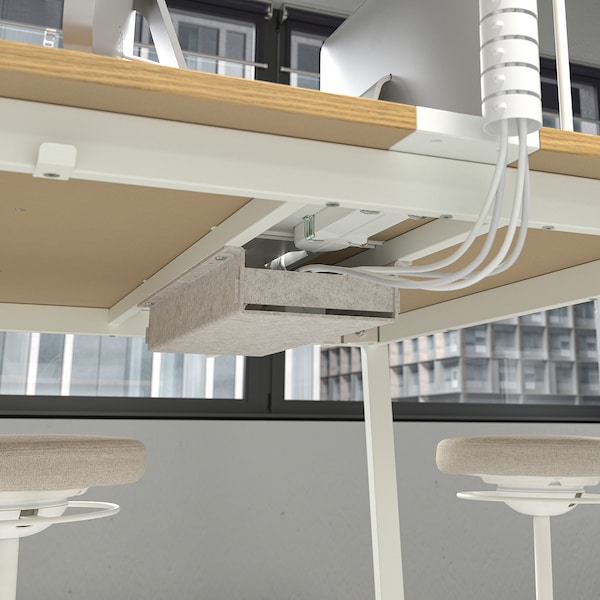 IKEA MITTZON conference table, 47 1/4x42 1/2x41 3/8 in Oak Veneer / White, Ikea Ireland | 9401WGFNT
