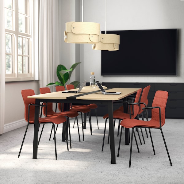 IKEA MITTZON conference table, 47 1/4x42 1/2x29 1/2 in Birch Veneer / Black, Ikea Ireland | 8315MDANK