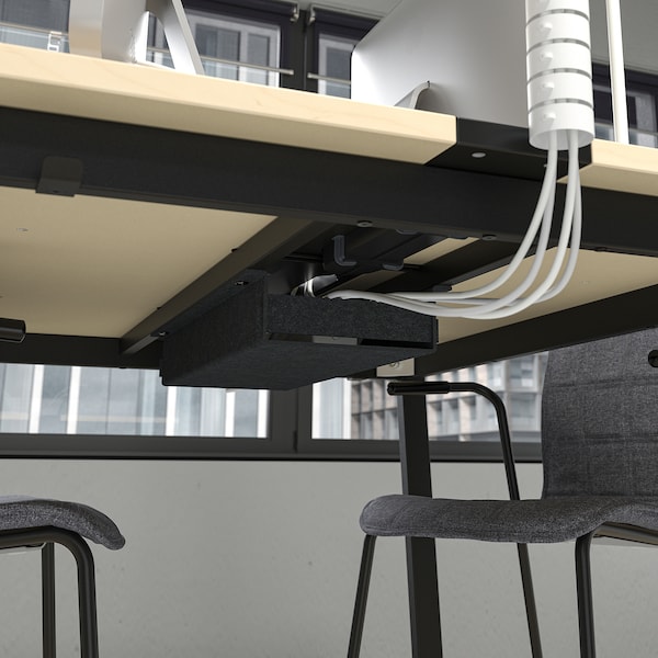 IKEA MITTZON conference table, 47 1/4x42 1/2x29 1/2 in Birch Veneer / Black, Ikea Ireland | 8315MDANK