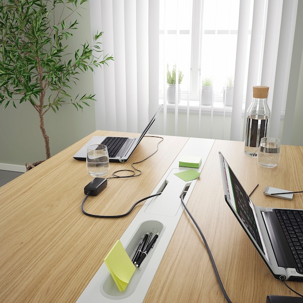 IKEA MITTZON conference table, 47 1/4x42 1/2x29 1/2 in Oak Veneer / White, Ikea Ireland | 4287DBKXR