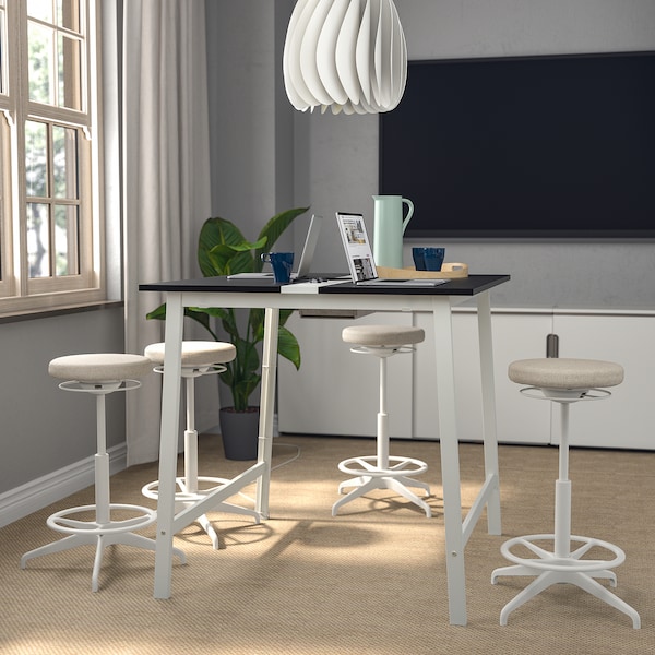 IKEA MITTZON conference table, 47 1/4x42 1/2x41 3/8 in Black Stained Ash Veneer / White, Ikea Ireland | 8325OUCPN