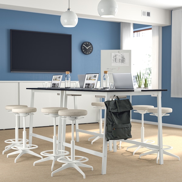 IKEA MITTZON conference table, 47 1/4x42 1/2x41 3/8 in Black Stained Ash Veneer / White, Ikea Ireland | 8325OUCPN