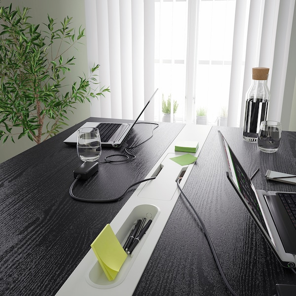 IKEA MITTZON conference table, 47 1/4x42 1/2x41 3/8 in Black Stained Ash Veneer / White, Ikea Ireland | 8325OUCPN