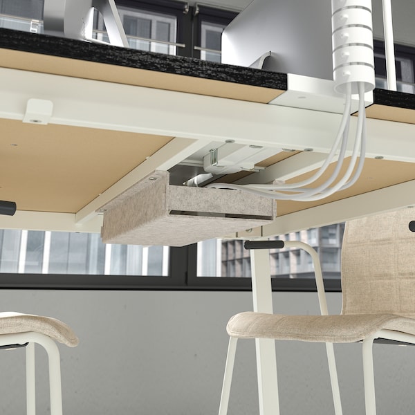 IKEA MITTZON conference table, 47 1/4x42 1/2x41 3/8 in Black Stained Ash Veneer / White, Ikea Ireland | 8325OUCPN