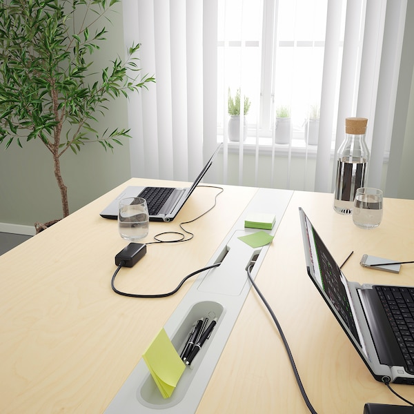 IKEA MITTZON conference table, 47 1/4x42 1/2x29 1/2 in Birch Veneer / White, Ikea Ireland | 2970DVXBU