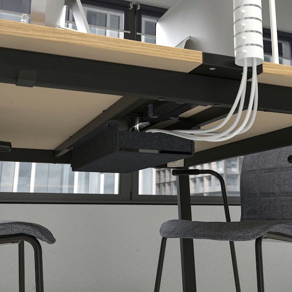 IKEA MITTZON conference table, 47 1/4x42 1/2x29 1/2 in Oak Veneer / Black, Ikea Ireland | 3810XSQAG