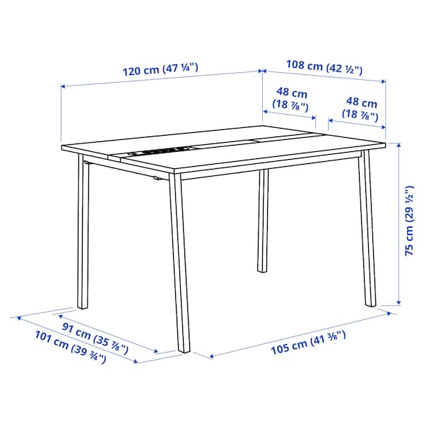 IKEA MITTZON conference table, 47 1/4x42 1/2x29 1/2 in Oak Veneer / Black, Ikea Ireland | 3810XSQAG