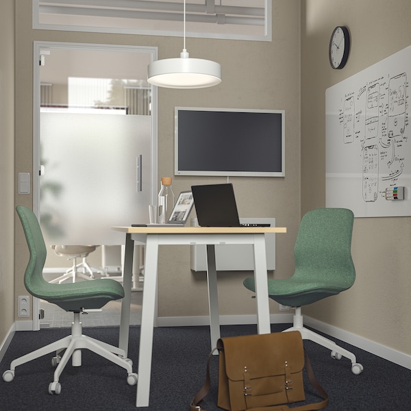 IKEA MITTZON conference table, 55 1/8x26 3/4x29 1/2 in Birch Veneer / White, Ikea Ireland | 1594GCDNS